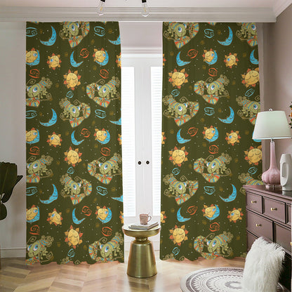 Cute Cartoon Cancer Pattern Print Blackout Pencil Pleat Curtains