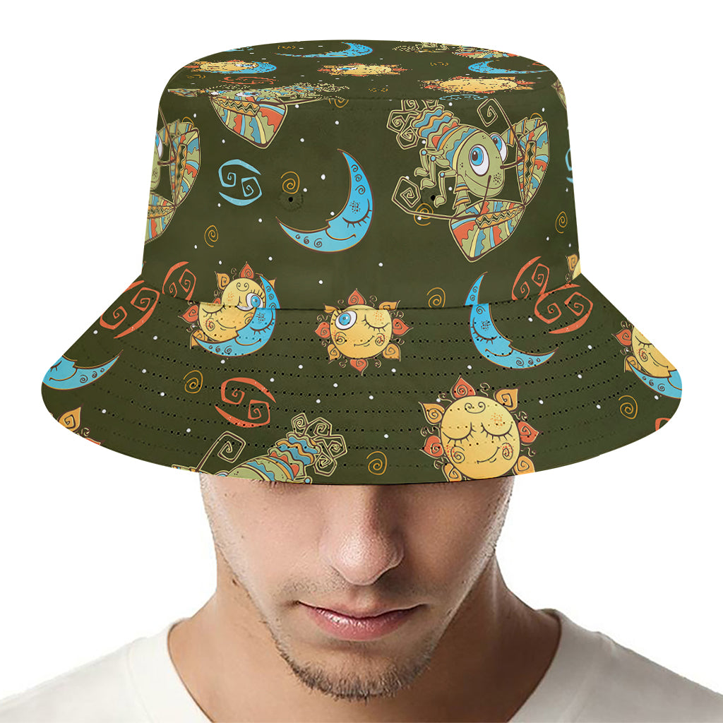 Cute Cartoon Cancer Pattern Print Bucket Hat