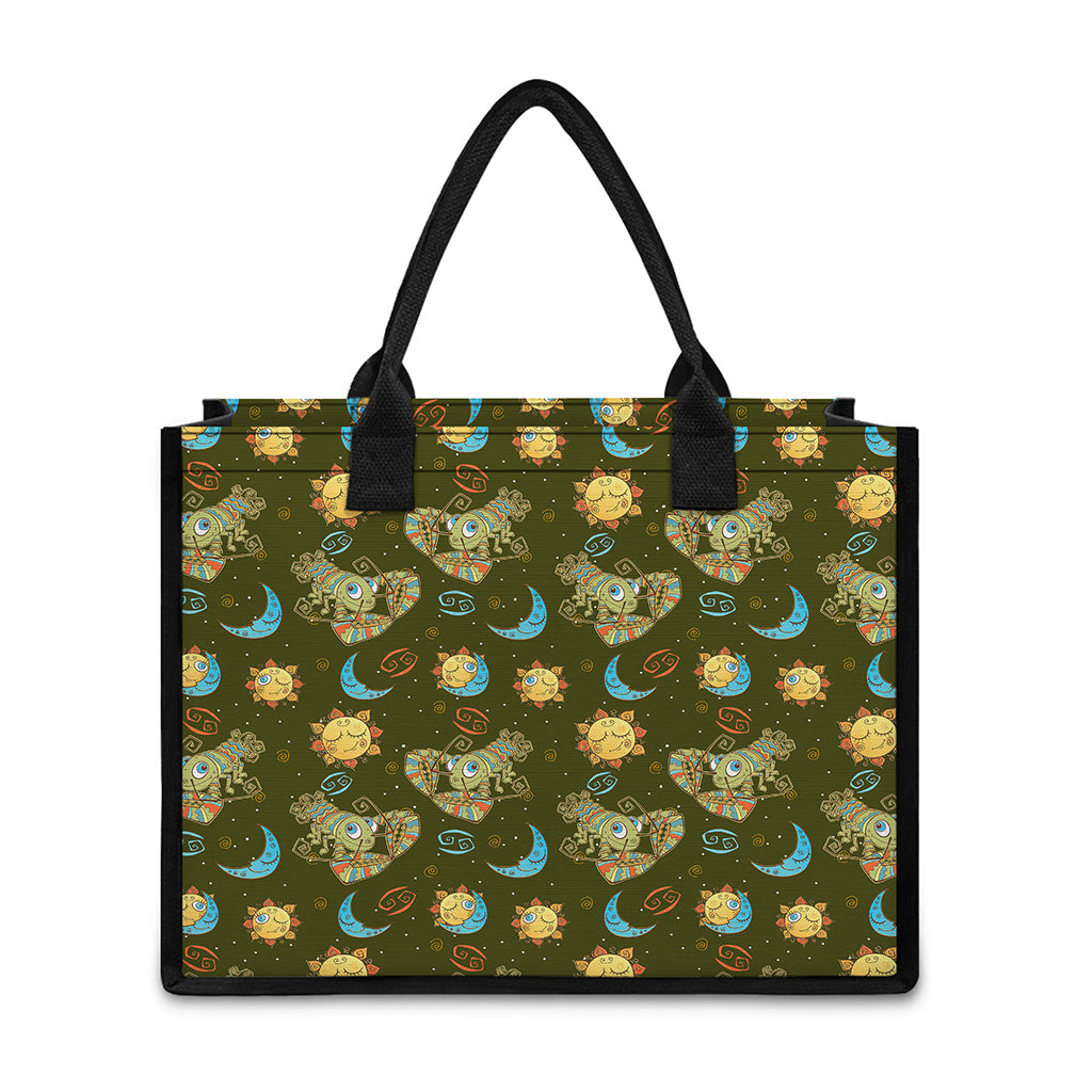 Cute Cartoon Cancer Pattern Print Canvas Tote Bag
