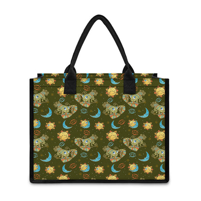 Cute Cartoon Cancer Pattern Print Canvas Tote Bag