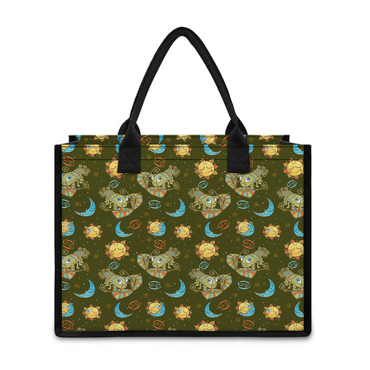 Cute Cartoon Cancer Pattern Print Canvas Tote Bag