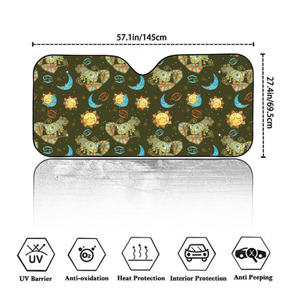 Cute Cartoon Cancer Pattern Print Car Windshield Sun Shade
