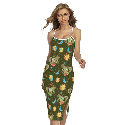Cute Cartoon Cancer Pattern Print Cross Back Cami Dress