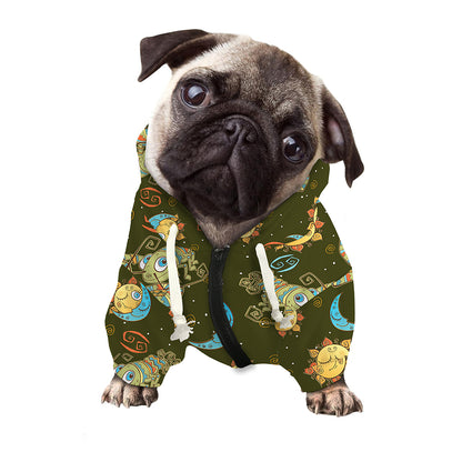 Cute Cartoon Cancer Pattern Print Dog Zip Up Hoodie
