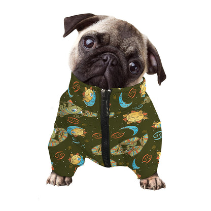 Cute Cartoon Cancer Pattern Print Dog Zip Up Jacket