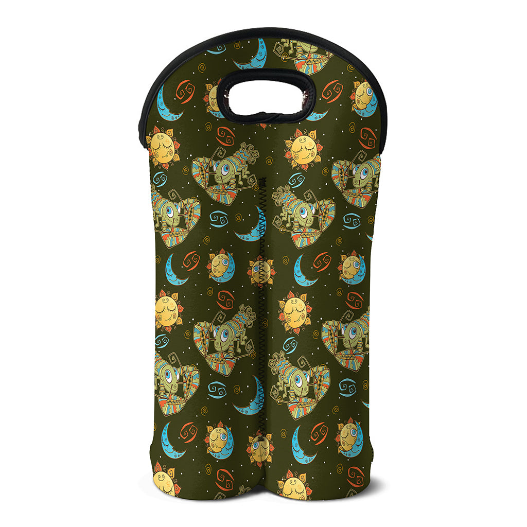 Cute Cartoon Cancer Pattern Print Double Neoprene Wine Tote