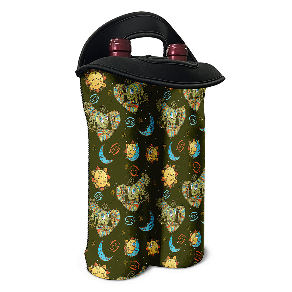 Cute Cartoon Cancer Pattern Print Double Neoprene Wine Tote