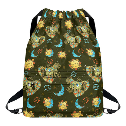 Cute Cartoon Cancer Pattern Print Drawstring Backpack
