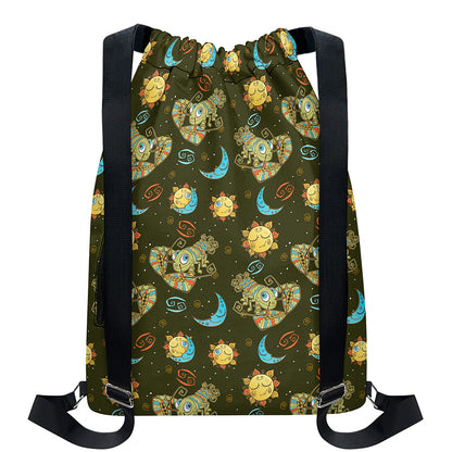 Cute Cartoon Cancer Pattern Print Drawstring Backpack