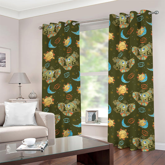 Cute Cartoon Cancer Pattern Print Grommet Curtains