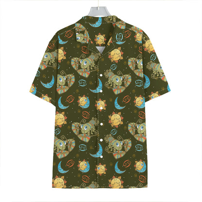 Cute Cartoon Cancer Pattern Print Hawaiian Shirt