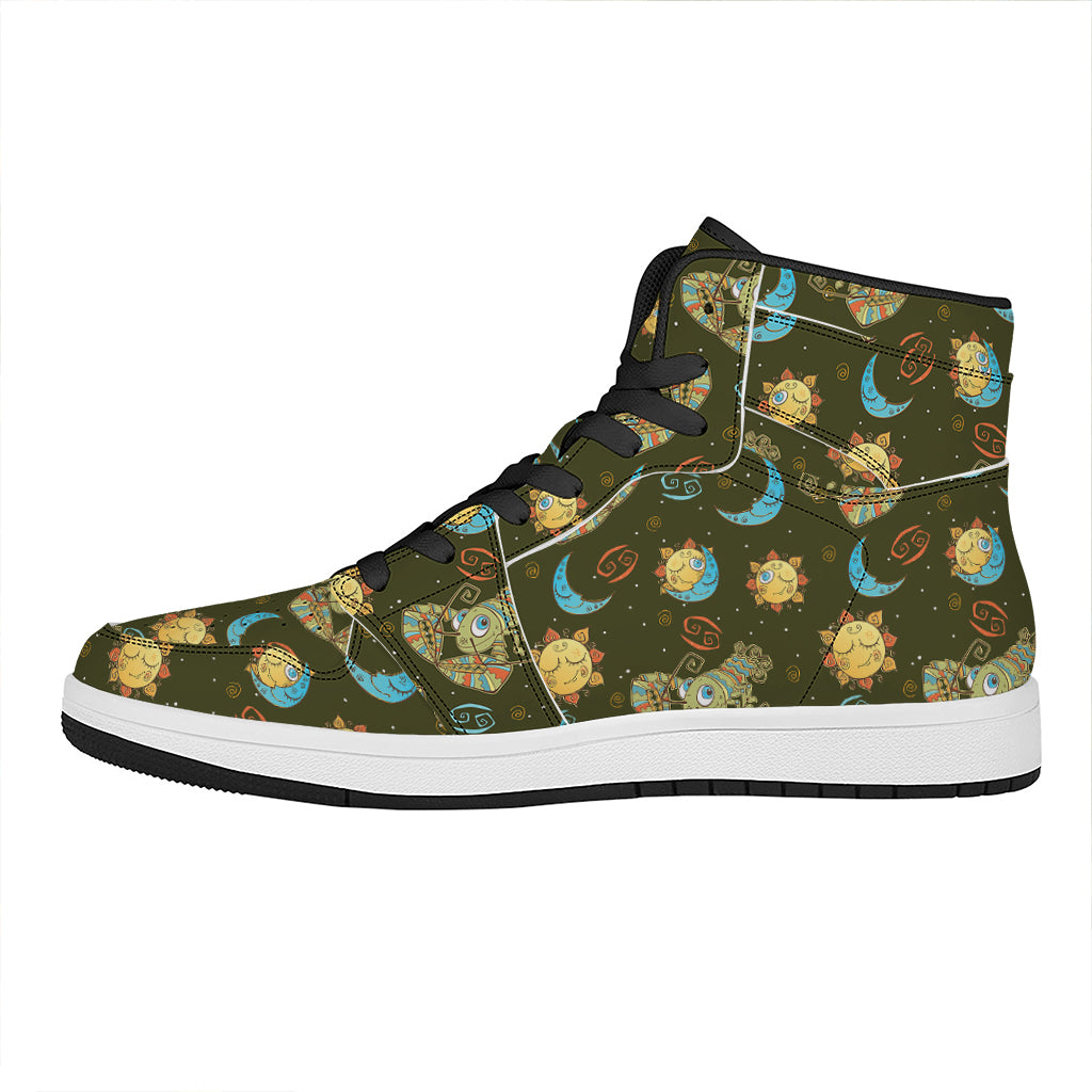 Cute Cartoon Cancer Pattern Print High Top Leather Sneakers