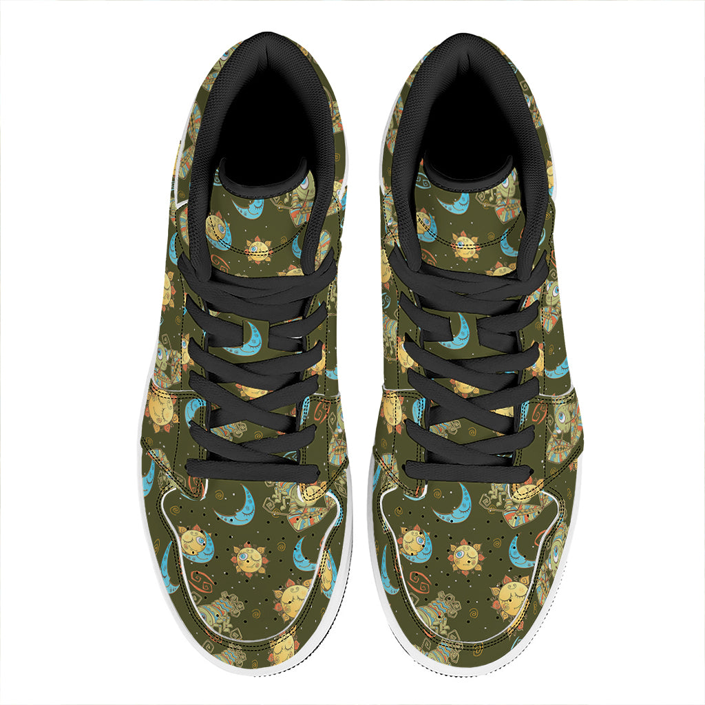 Cute Cartoon Cancer Pattern Print High Top Leather Sneakers