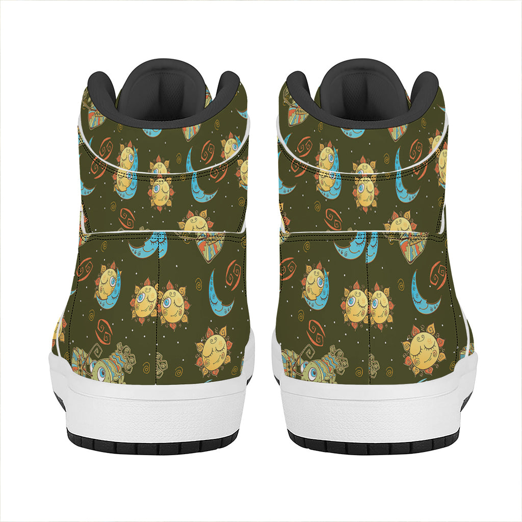 Cute Cartoon Cancer Pattern Print High Top Leather Sneakers