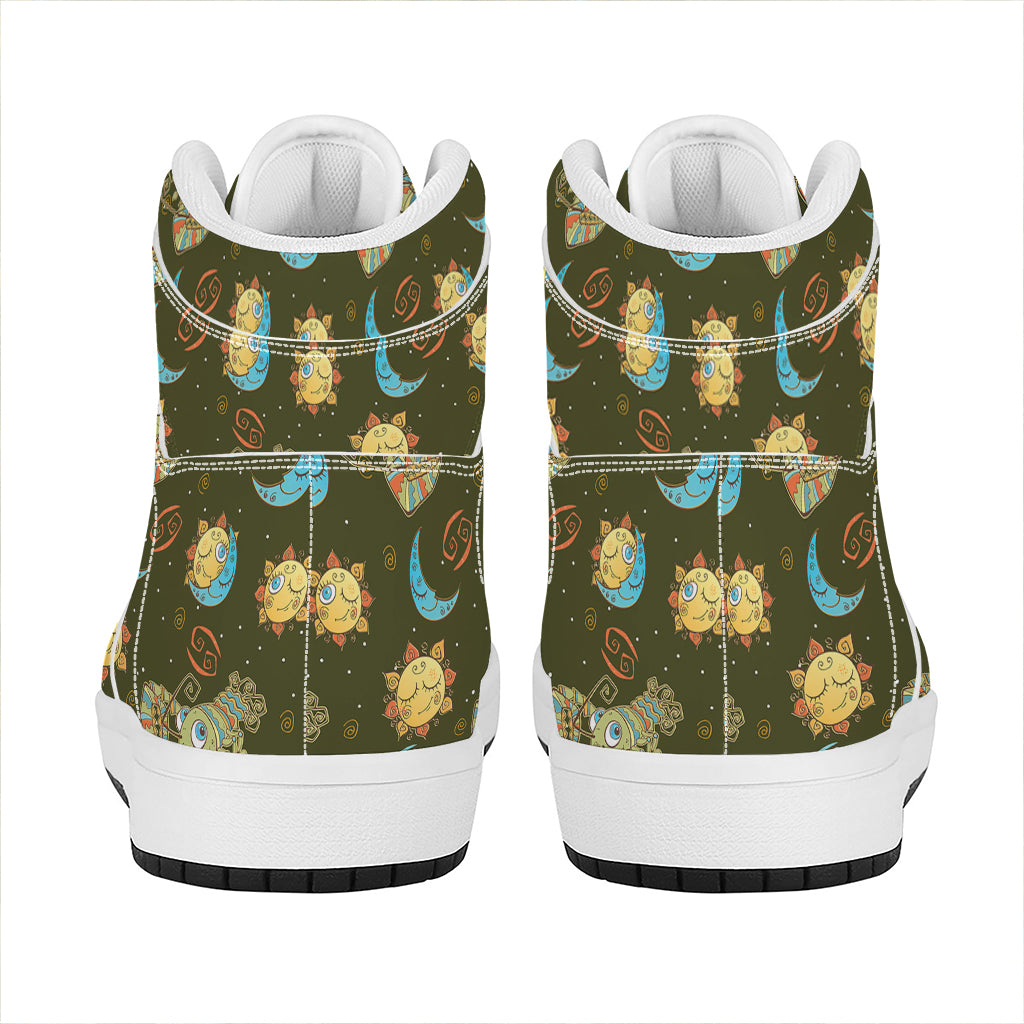 Cute Cartoon Cancer Pattern Print High Top Leather Sneakers