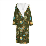 Cute Cartoon Cancer Pattern Print Hooded Bathrobe