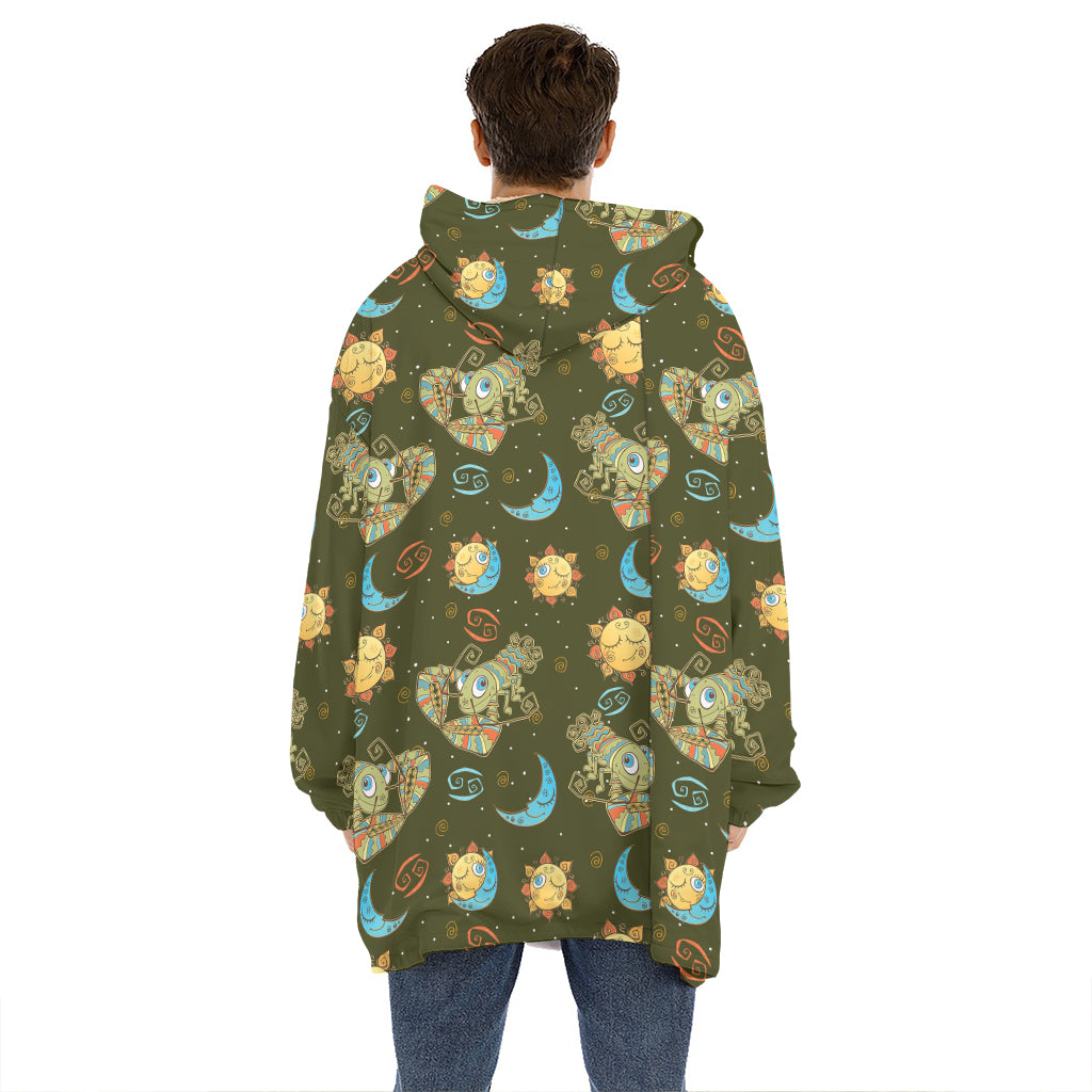 Cute Cartoon Cancer Pattern Print Hoodie Blanket