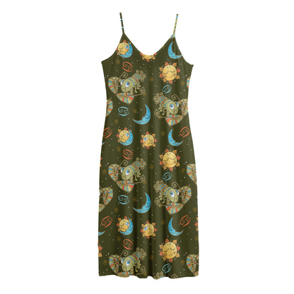 Cute Cartoon Cancer Pattern Print Jersey Midi Cami Dress