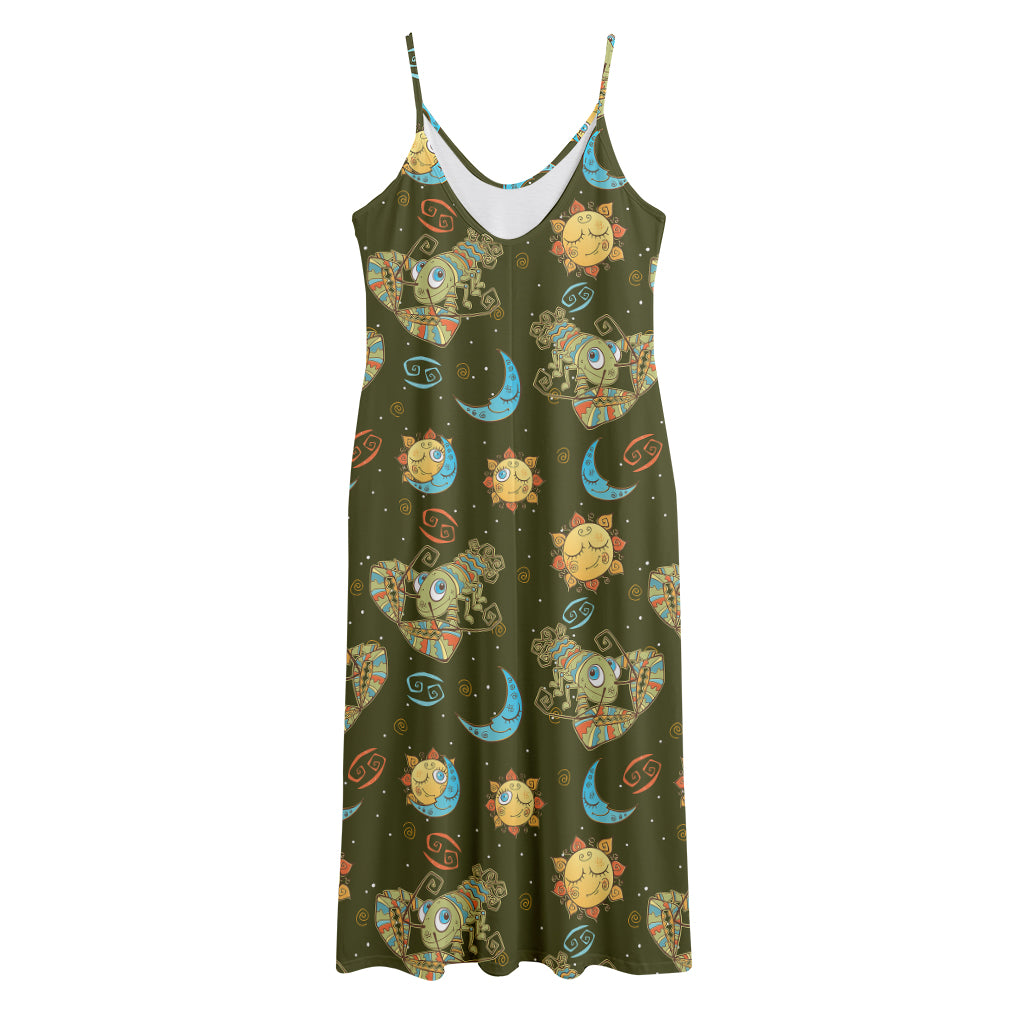 Cute Cartoon Cancer Pattern Print Jersey Midi Cami Dress