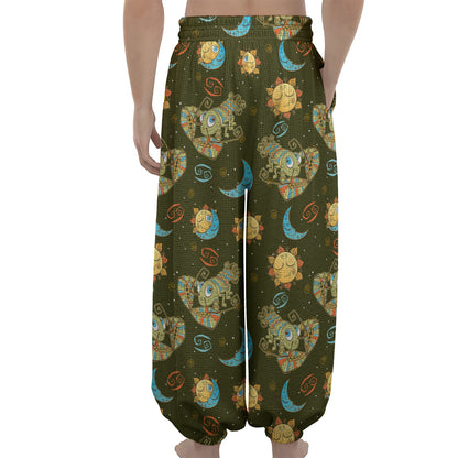 Cute Cartoon Cancer Pattern Print Lantern Pants