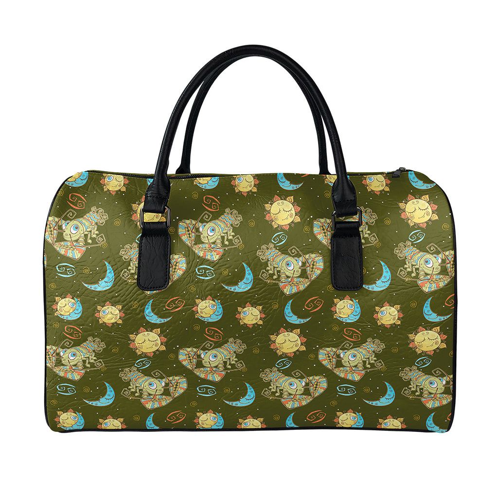 Cute Cartoon Cancer Pattern Print Leather Duffle Bag