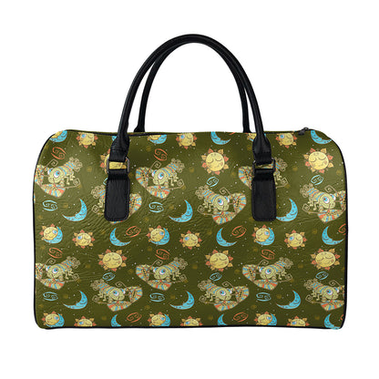 Cute Cartoon Cancer Pattern Print Leather Duffle Bag
