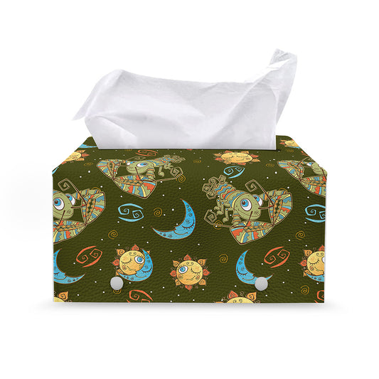 Cute Cartoon Cancer Pattern Print Leather Tissue Box Cover