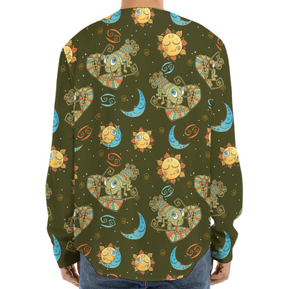Cute Cartoon Cancer Pattern Print Long Sleeve Baseball Jersey
