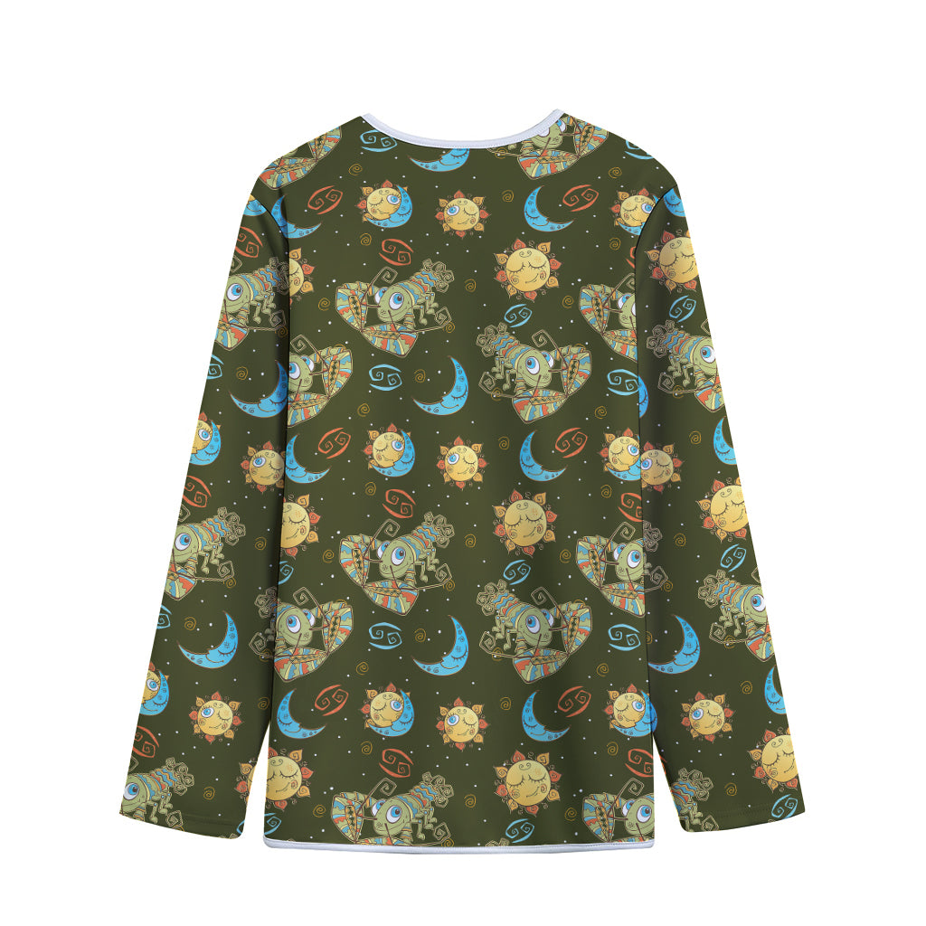 Cute Cartoon Cancer Pattern Print Long Sleeve Short Coat