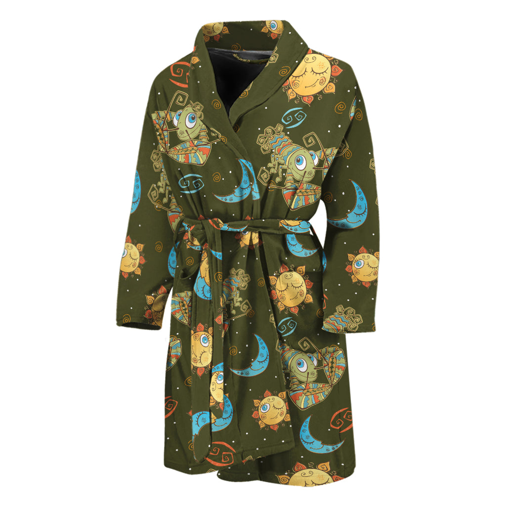 Cute Cartoon Cancer Pattern Print Men's Bathrobe