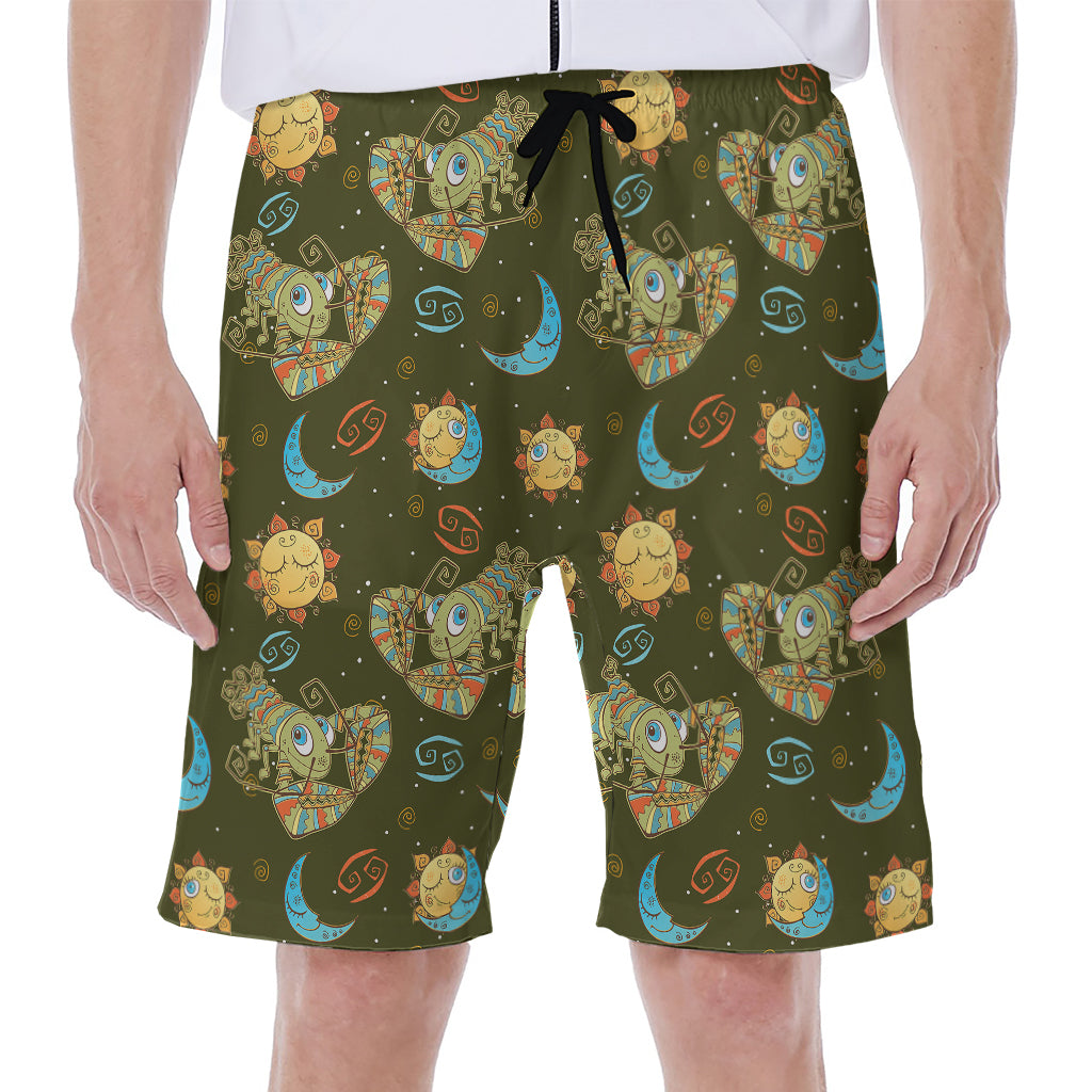 Cute Cartoon Cancer Pattern Print Men's Beach Shorts