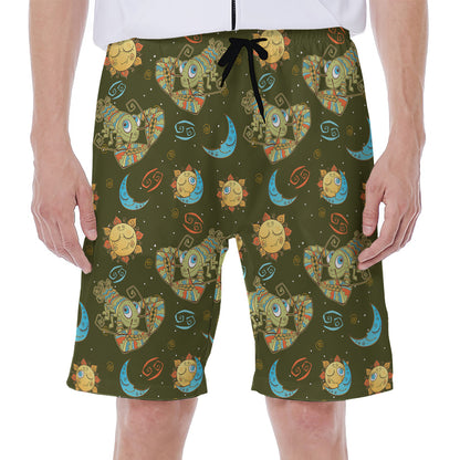 Cute Cartoon Cancer Pattern Print Men's Beach Shorts