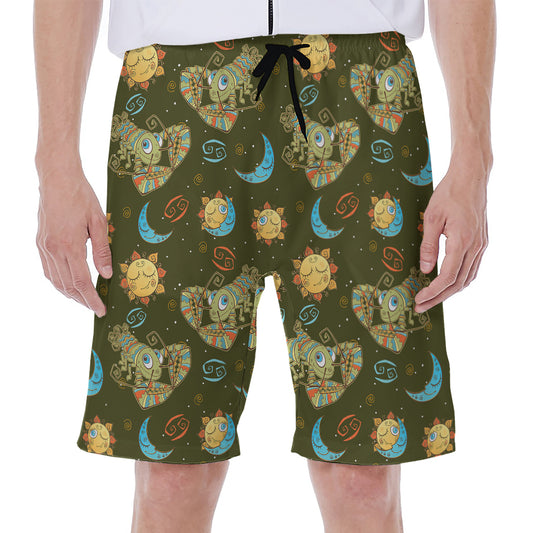 Cute Cartoon Cancer Pattern Print Men's Beach Shorts