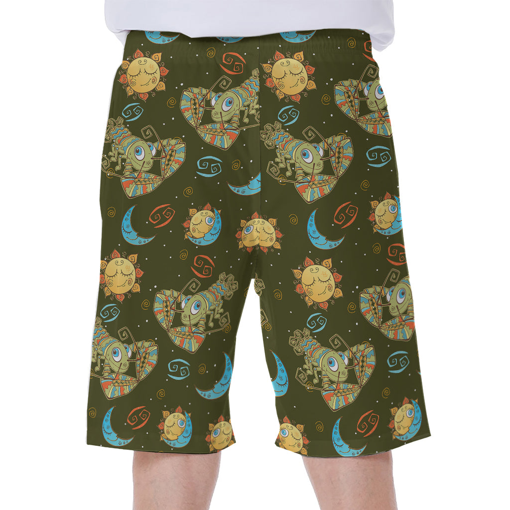 Cute Cartoon Cancer Pattern Print Men's Beach Shorts