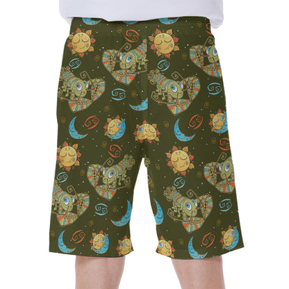 Cute Cartoon Cancer Pattern Print Men's Beach Shorts
