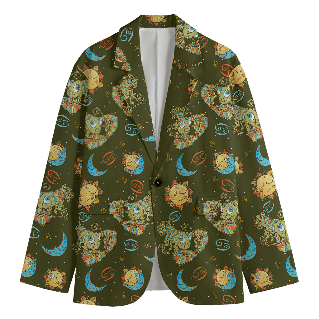 Cute Cartoon Cancer Pattern Print Men's Blazer