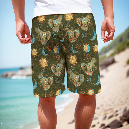 Cute Cartoon Cancer Pattern Print Men's Cargo Shorts