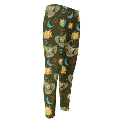 Cute Cartoon Cancer Pattern Print Men's Compression Pants