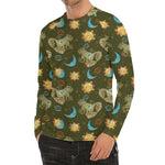 Cute Cartoon Cancer Pattern Print Men's Long Sleeve Rash Guard