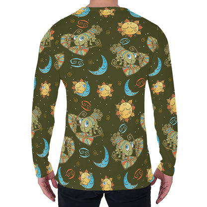 Cute Cartoon Cancer Pattern Print Men's Long Sleeve T-Shirt