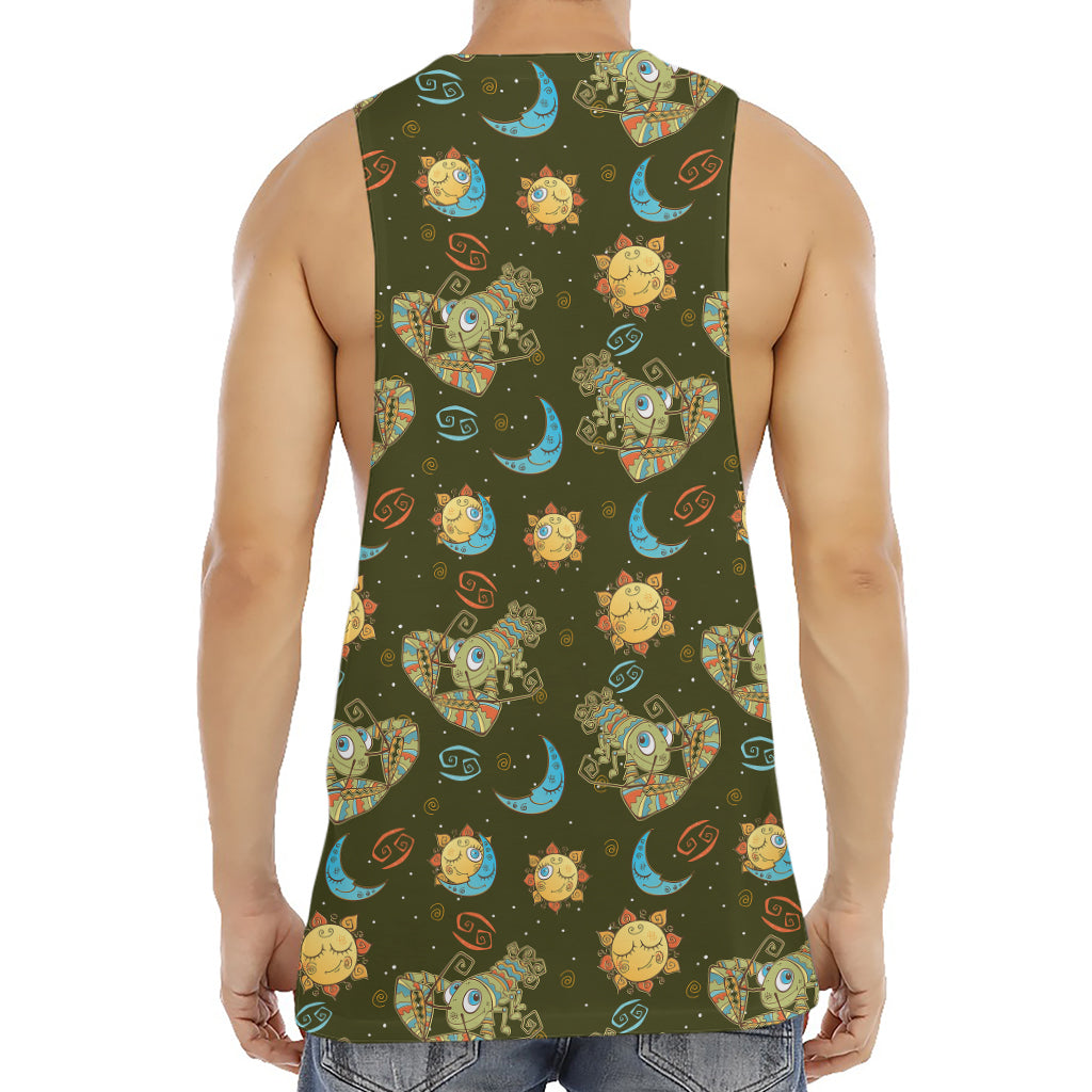 Cute Cartoon Cancer Pattern Print Men's Muscle Tank Top