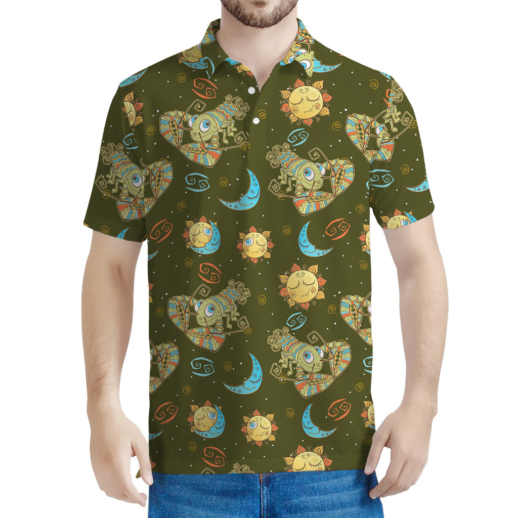 Cute Cartoon Cancer Pattern Print Men's Polo Shirt
