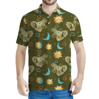 Cute Cartoon Cancer Pattern Print Men's Polo Shirt