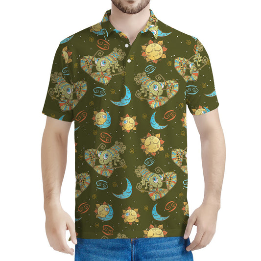 Cute Cartoon Cancer Pattern Print Men's Polo Shirt