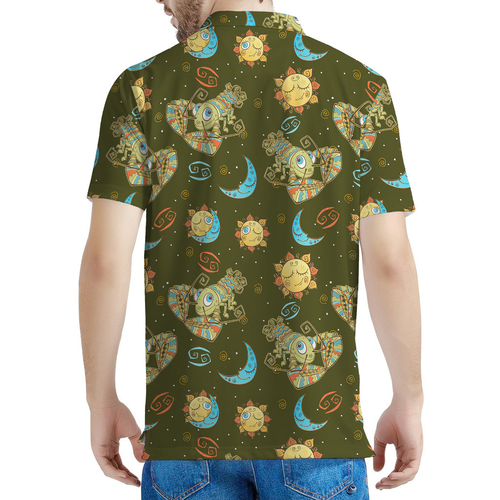 Cute Cartoon Cancer Pattern Print Men's Polo Shirt