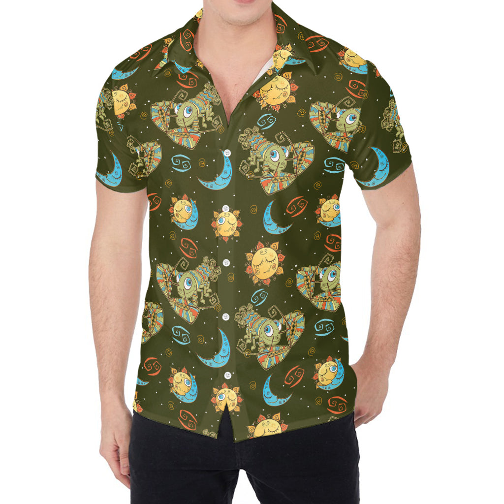 Cute Cartoon Cancer Pattern Print Men's Shirt