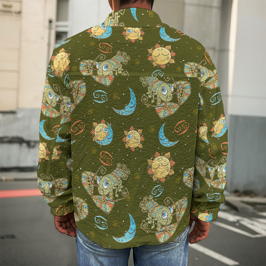 Cute Cartoon Cancer Pattern Print Men's Shirt Jacket