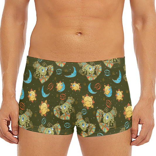 Cute Cartoon Cancer Pattern Print Men's Short Boxer Briefs