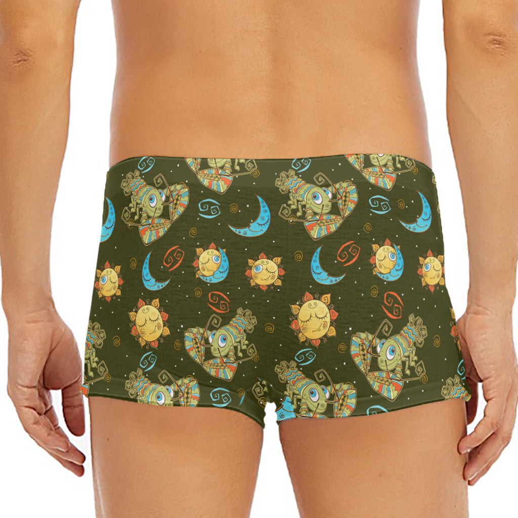 Cute Cartoon Cancer Pattern Print Men's Short Boxer Briefs