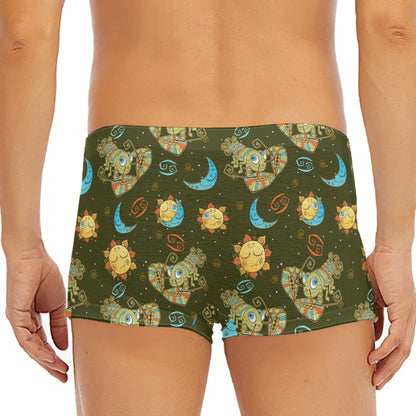 Cute Cartoon Cancer Pattern Print Men's Short Boxer Briefs